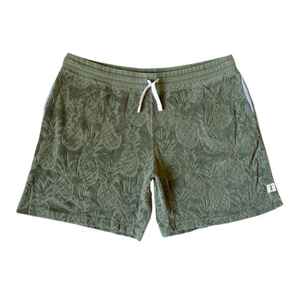 Chubbies Lounge Shorts size 2XL Velour Olive Green Pineapple Print 7” - Picture 1 of 9